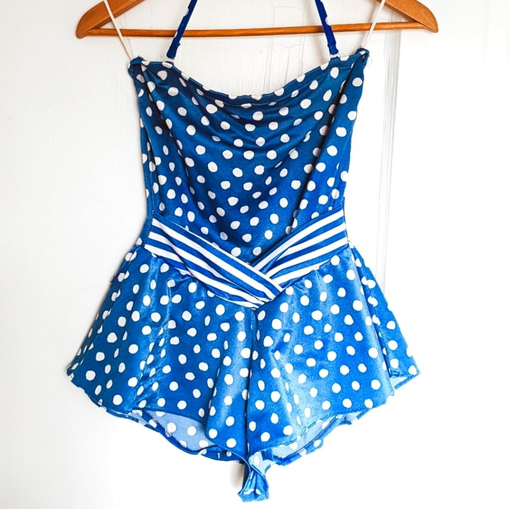 Vintage Polka Dotted One-piece Swimsuit!
